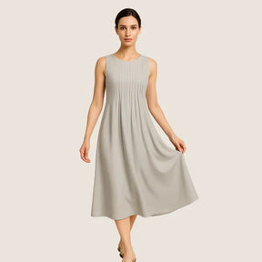 Monarch Marije-Louise midi-jurk – Casual elegantie met plooien en zakken