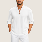 Monarch Linnen Boho Overhemd – Casual Elegantie met Veters