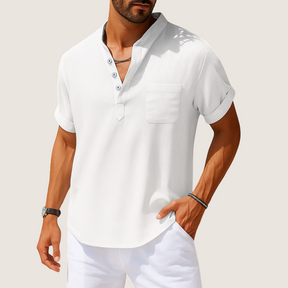 Monarch Zomershirt – Casual Opstaande Kraag van Linnen & Katoen