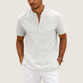 Monarch Linnen & Katoenen Shirt – Casual Henley Kraag