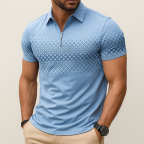 Monarch – Poloshirt voor heren met geometrische print en rits – Stijlvol en Comfortabel voor Elke Dag