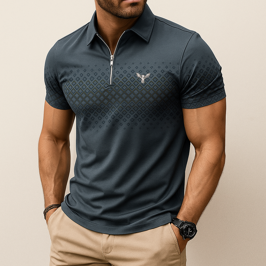 Monarch – Poloshirt voor heren met geometrische print en rits – Stijlvol en Comfortabel voor Elke Dag
