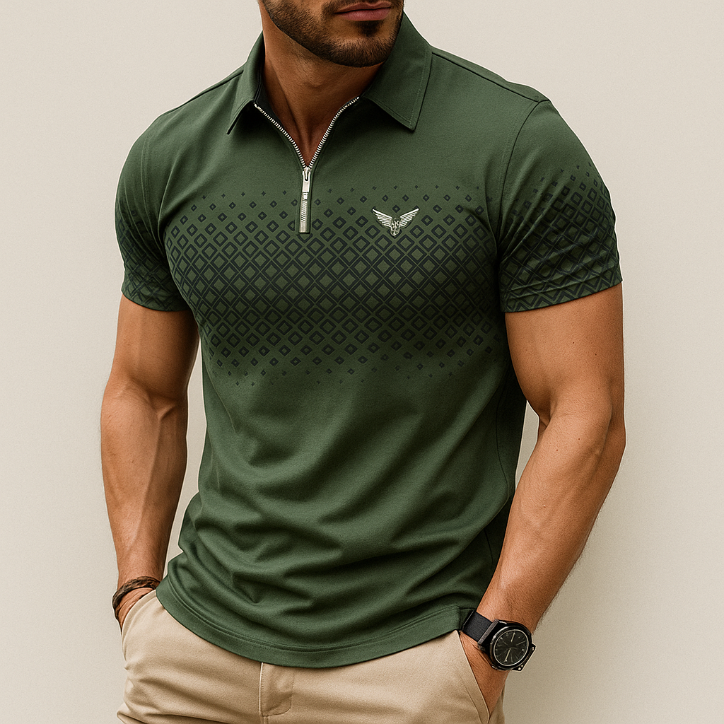 Monarch – Poloshirt voor heren met geometrische print en rits – Stijlvol en Comfortabel voor Elke Dag