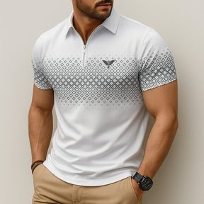 Monarch – Poloshirt voor heren met geometrische print en rits – Stijlvol en Comfortabel voor Elke Dag