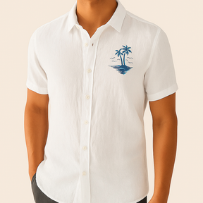 Monarch Linnen Zomershirt – Strandstijl met Exotische Patronen