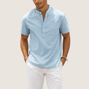 Monarch Linnen & Katoenen Shirt – Casual Henley Kraag