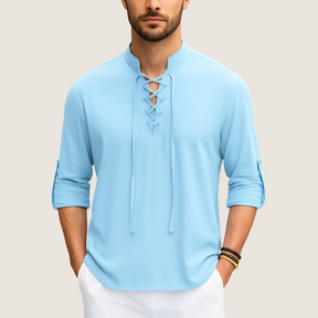 Monarch Linnen Boho Overhemd – Casual Elegantie met Veters