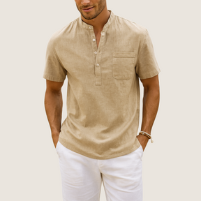 Monarch Linnen & Katoenen Shirt – Casual Henley Kraag