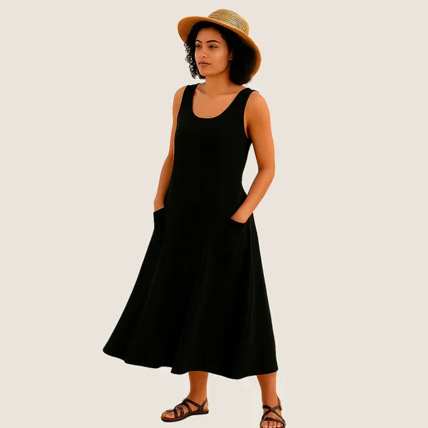 Monarch Isadora Midi-jurk – Casuale elegantie met zakken