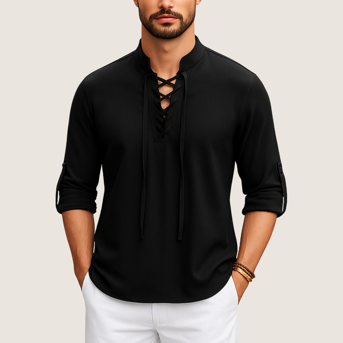 Monarch Linnen Boho Overhemd – Casual Elegantie met Veters