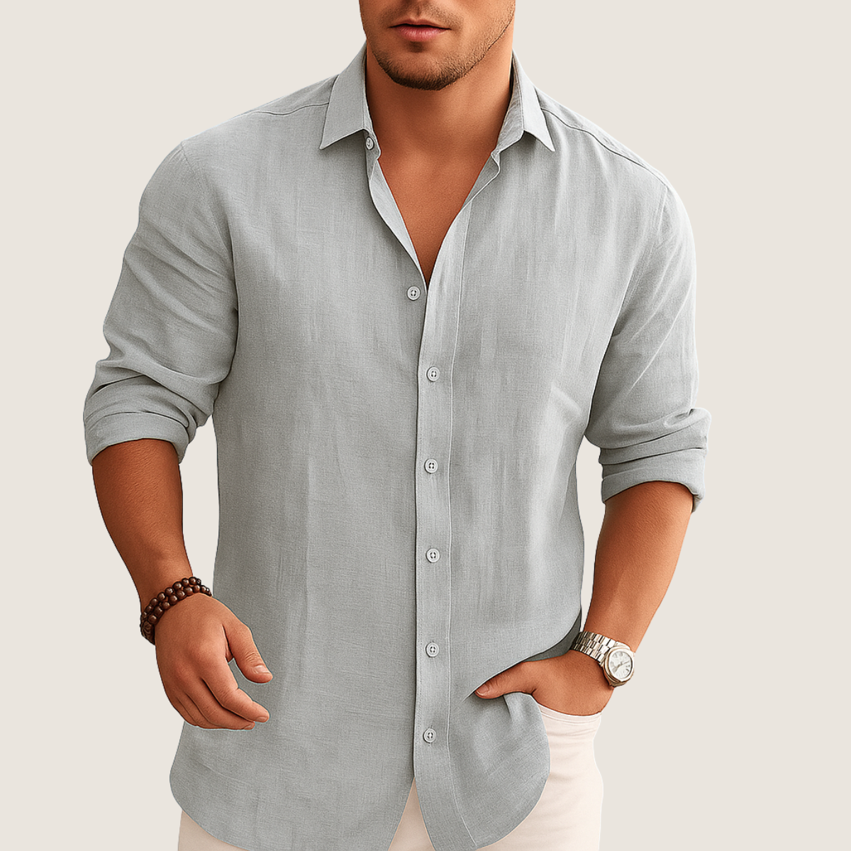 Monarch Linnen & Katoenen Overhemd – Casual Elegantie Herfst