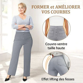 50% de réduction - Haute élasticité - Pantalon décontracté à jambe droite et taille haute