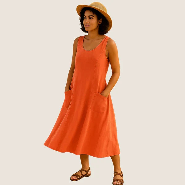 Monarch Isadora Midi-jurk – Casuale elegantie met zakken