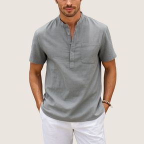 Monarch Linnen & Katoenen Shirt – Casual Henley Kraag