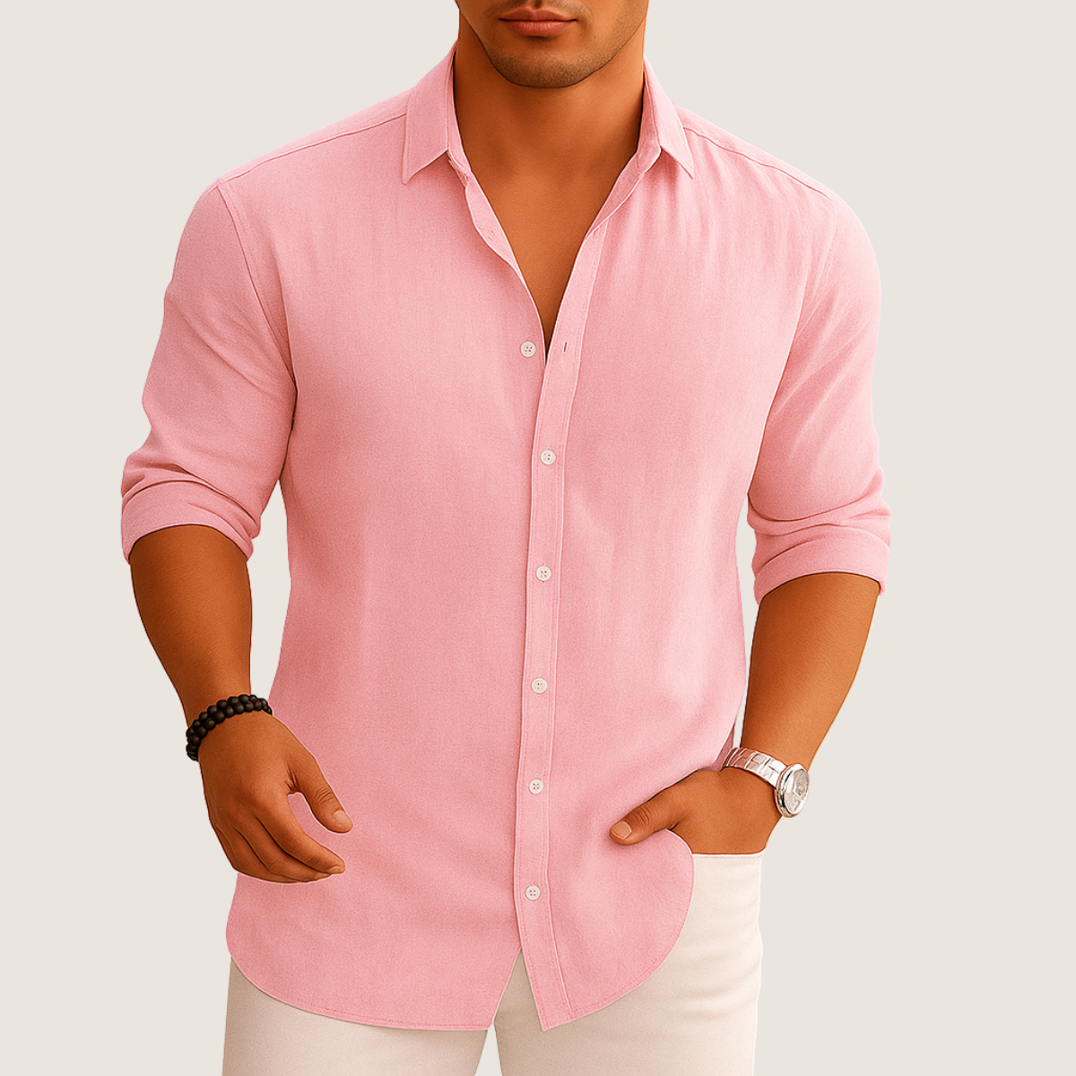 Monarch Linnen & Katoenen Overhemd – Casual Elegantie Herfst