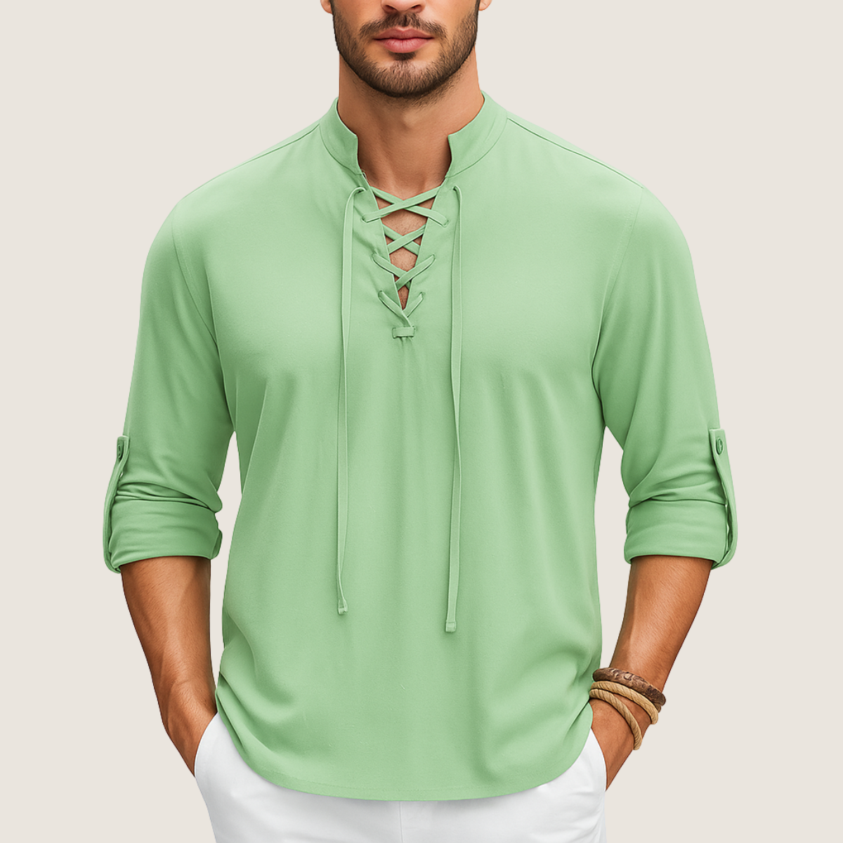 Monarch Linnen Boho Overhemd – Casual Elegantie met Veters