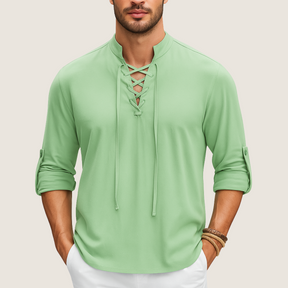 Monarch Linnen Boho Overhemd – Casual Elegantie met Veters
