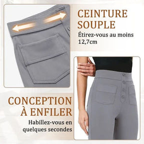 50% de réduction - Haute élasticité - Pantalon décontracté à jambe droite et taille haute