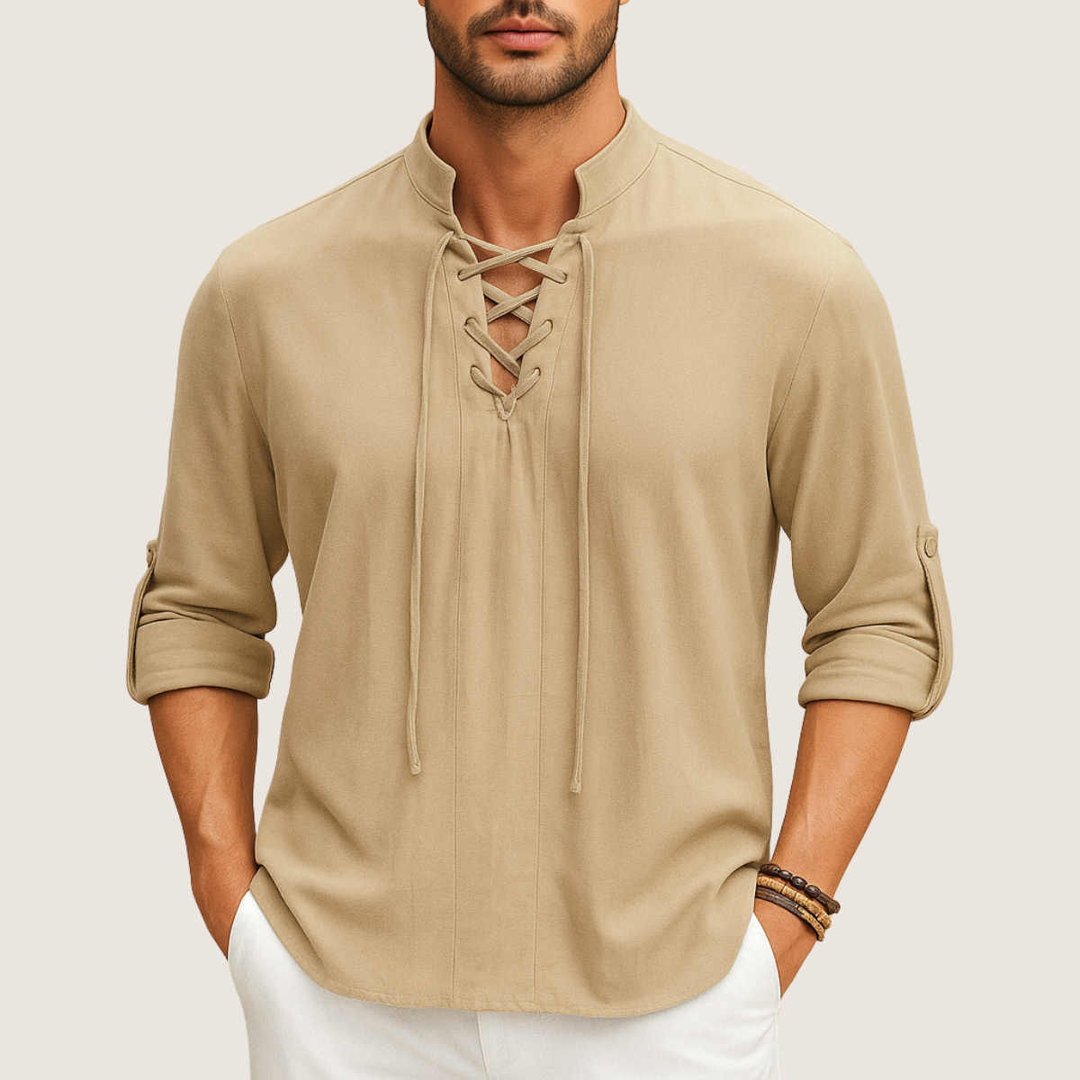 Monarch Linnen Boho Overhemd – Casual Elegantie met Veters