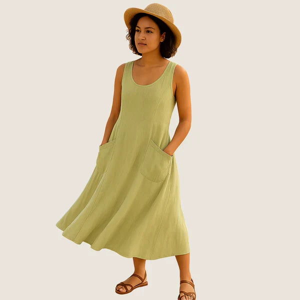 Monarch Isadora Midi-jurk – Casuale elegantie met zakken