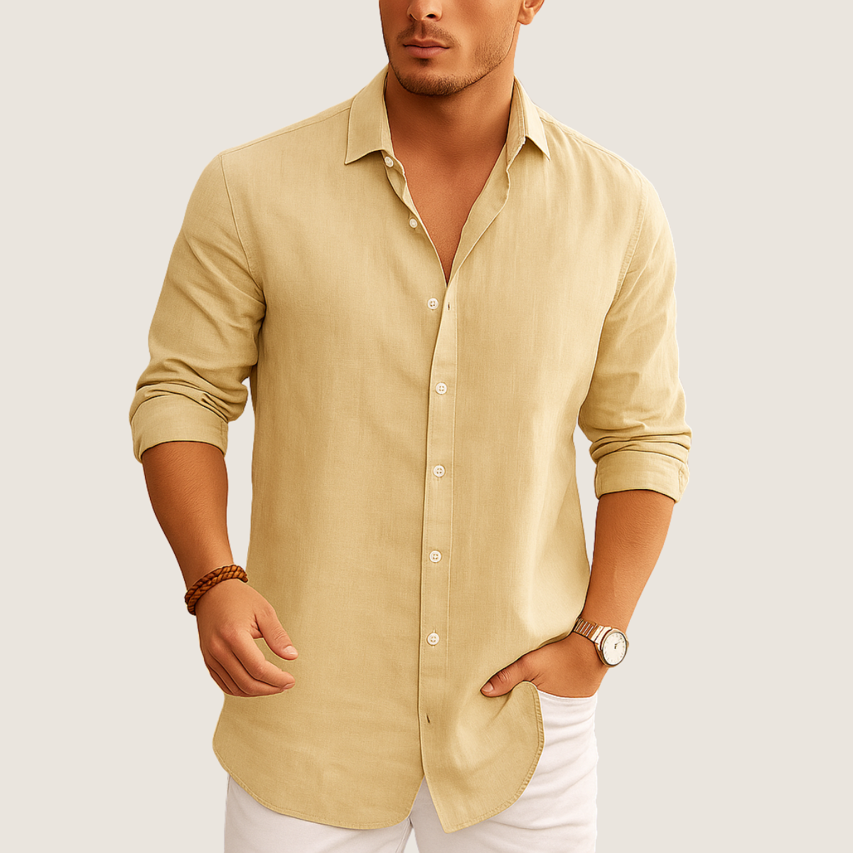 Monarch Linnen & Katoenen Overhemd – Casual Elegantie Herfst