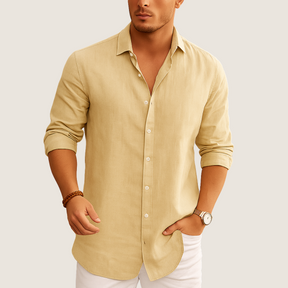 Monarch Linnen & Katoenen Overhemd – Casual Elegantie Herfst