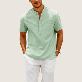 Monarch Linnen & Katoenen Shirt – Casual Henley Kraag