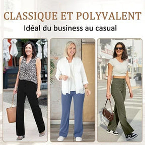 50% de réduction - Haute élasticité - Pantalon décontracté à jambe droite et taille haute