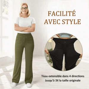 50% de réduction - Haute élasticité - Pantalon décontracté à jambe droite et taille haute