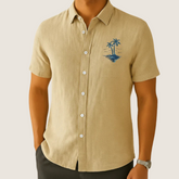 Monarch Linnen Zomershirt – Strandstijl met Exotische Patronen
