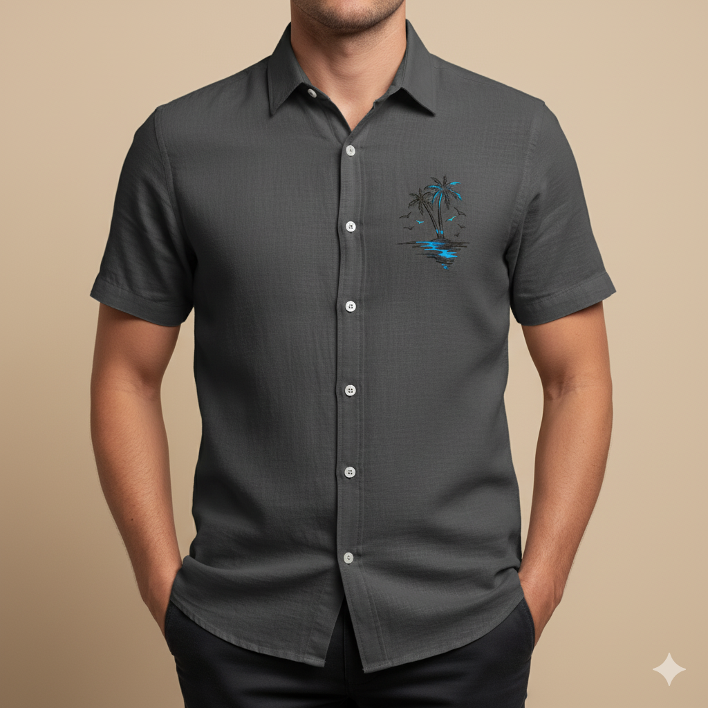 Monarch Linnen Zomershirt – Strandstijl met Exotische Patronen