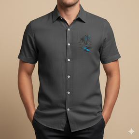 Monarch Linnen Zomershirt – Strandstijl met Exotische Patronen