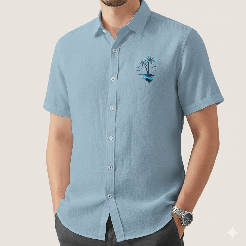 Monarch Linnen Zomershirt – Strandstijl met Exotische Patronen