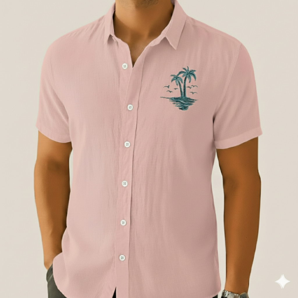 Monarch Linnen Zomershirt – Strandstijl met Exotische Patronen