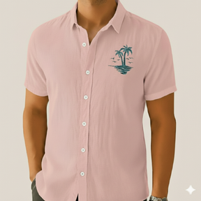 Monarch Linnen Zomershirt – Strandstijl met Exotische Patronen