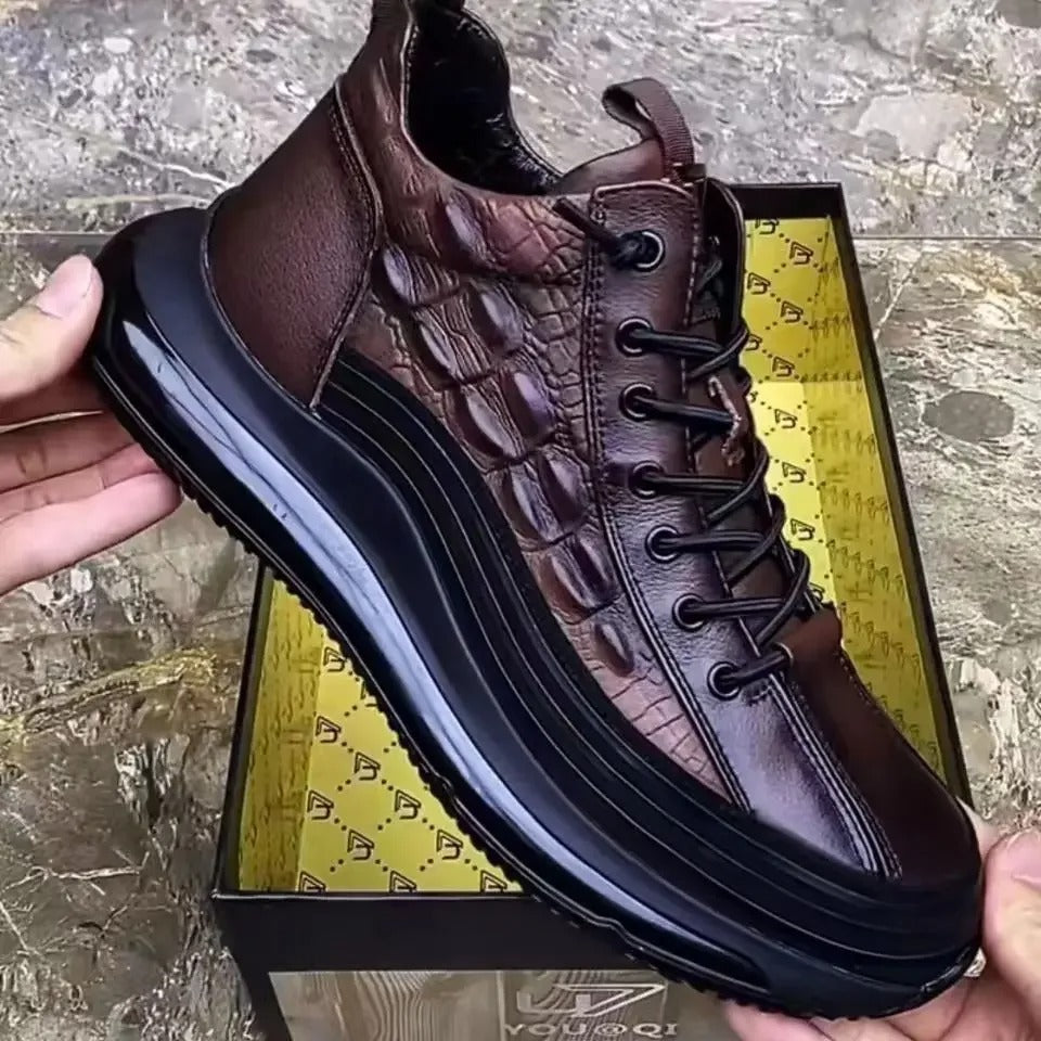 Monarch Wear - Italiaanse casual schoenen van krokodillenprint met luchtkussen voor heren