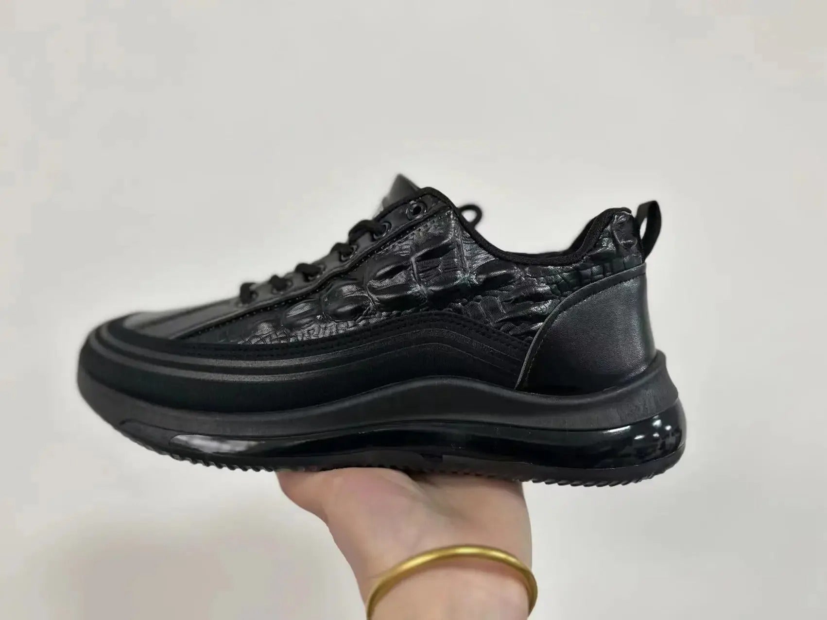 Monarch Wear - Italiaanse casual schoenen van krokodillenprint met luchtkussen voor heren