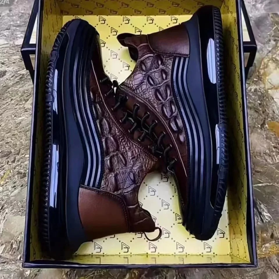 Monarch Wear - Italiaanse casual schoenen van krokodillenprint met luchtkussen voor heren