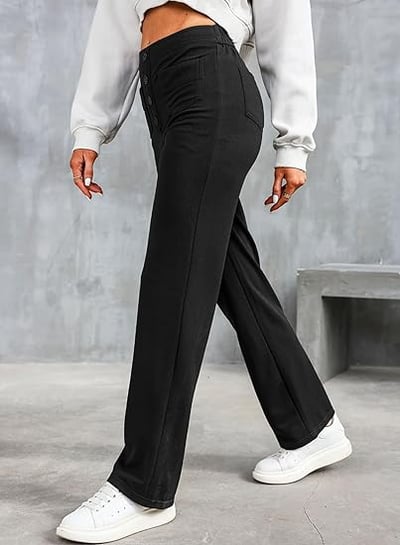 50% de réduction - Haute élasticité - Pantalon décontracté à jambe droite et taille haute