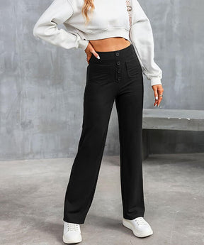 50% de réduction - Haute élasticité - Pantalon décontracté à jambe droite et taille haute