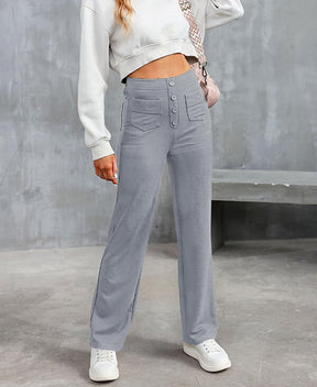 50% de réduction - Haute élasticité - Pantalon décontracté à jambe droite et taille haute