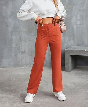 50% de réduction - Haute élasticité - Pantalon décontracté à jambe droite et taille haute